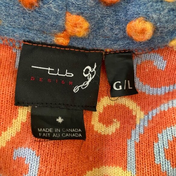 Stunning TLB Design cardigan Jacket Orange grey Blue popcorn Textured Size Large - Picture 7 of 12